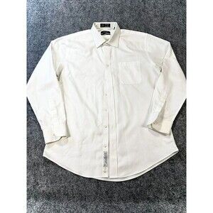 John W Nordstrom Mens Dress Shirt Size 34 35 White Cotton Long Sleeve Office